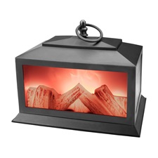 LED kandalló, mini, dekorációs, láng hatású, sárga fényű, elem nélkül