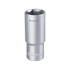 dugófej, hosszított, 1/2″, 24mm, 61CrV5, mattkróm, 77mm hosszú FORTUM