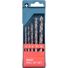 fafúró klt. 5 db, rövid, 4-5-6–8-10mm, Cr.V., normál befogás; műanyag dobozban