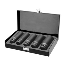 gépi (impakt) dugófej klt. 1/2″,5db, 17-19-21-24-27mm×79mm ; feketített, műanyag tartóban FORTUM