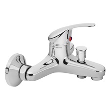 kádtöltő csaptelep 35mm, 150mm-es, falra szerelhető, fényes, zuhanycsatlakozóval (zuhanycső és -fej nélkül)