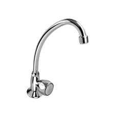 mosdó csaptelep hidegvízhez, kerámia szelep, króm,  22cm hosszú csőr