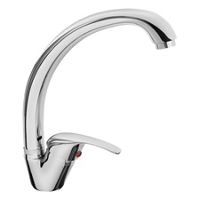 mosogató csaptelep 35mm kerámia betét, álló, 40cm ívelt csőr, egykaros, fényes