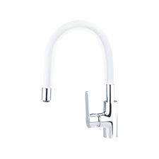 mosogató csaptelep, hajlékony szilikon kifolyócsővel, 35mm, fehér