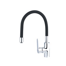 mosogató csaptelep, hajlékony szilikon kifolyócsővel, 35mm, fekete