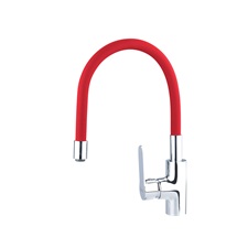 mosogató csaptelep, hajlékony szilikon kifolyócsővel, 35mm, piros