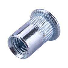 szegecsanya klt. 20 db, M8, POP-NUT, horganyzott acél, kerek, nyitott, lapos peremű, rovátkolt FORTUM