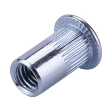 szegecsanya klt. 30 db, M5, POP-NUT, horganyzott acél, kerek, nyitott, lapos peremű, rovátkolt FORTUM