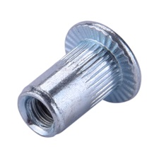 szegecsanya klt. 50 db, M3, POP-NUT, horganyzott acél, kerek, nyitott, lapos peremű, rovátkolt FORTUM