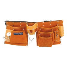 szerszámtartó öv, 9 zsebes, bőr; erős műanyag csattal