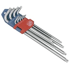 torx kulcs klt. 9db, extra hosszú; T10-T50, hosszú szár: tömör, rövid szár: lyukas, CV., 90-225mm